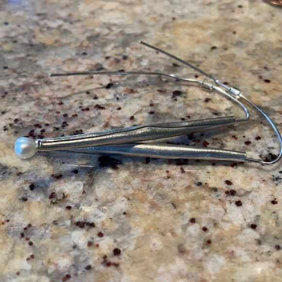 Hand Crafted One of a kind Artist silver smith sterling and pearl earrings - Picture 13 of 15